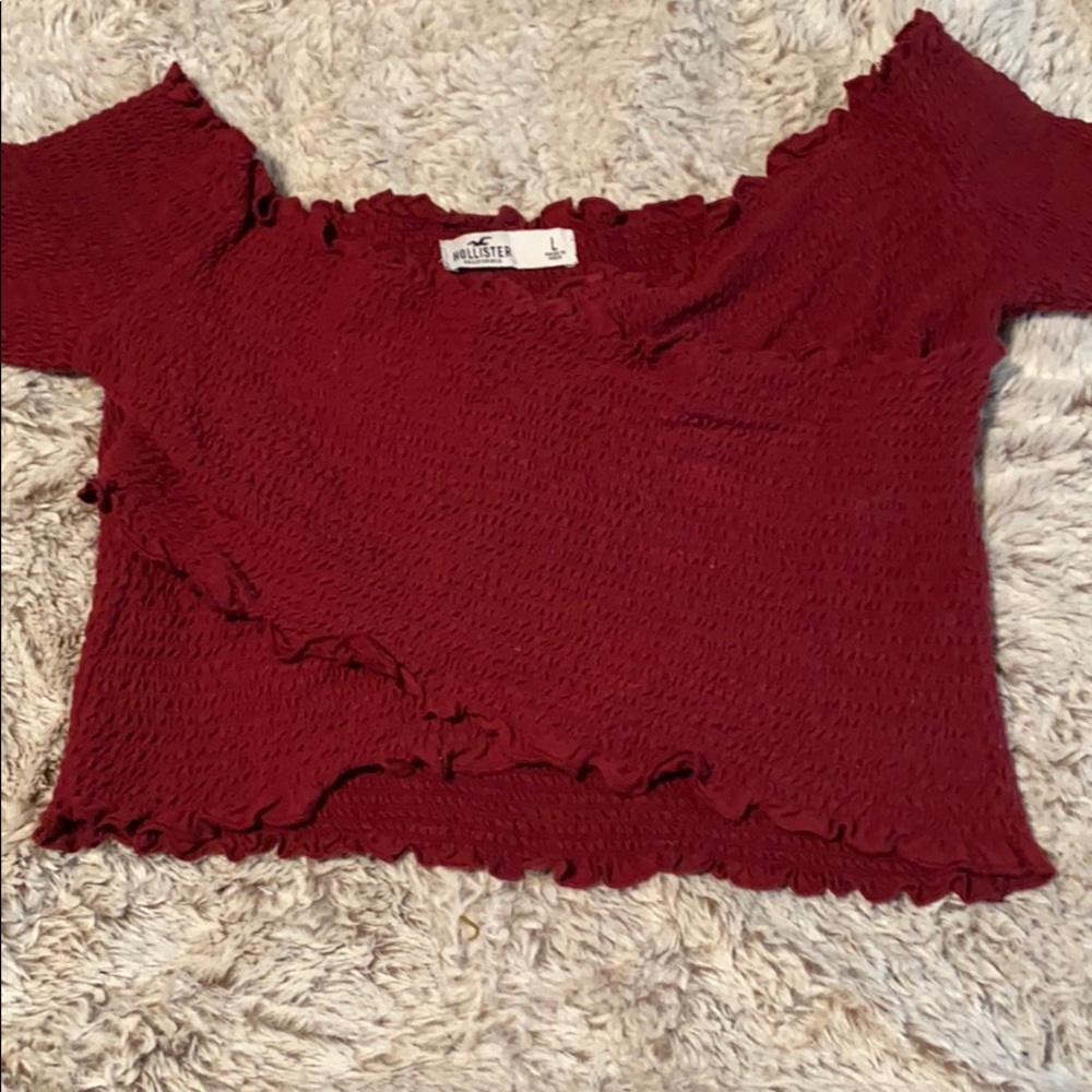 Burgundy ruffled top